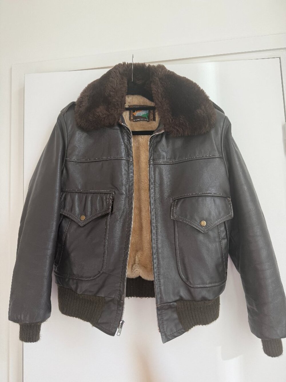 Chic  Vintage Leather Bomber Jacket - Made in USA